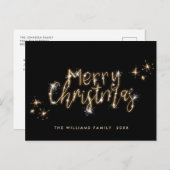 Moderner Goldener Weihnachtsgruß Postkarte (Vorne/Hinten)