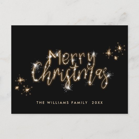 Moderner Goldener Weihnachtsgruß Postkarte (Vorderseite)