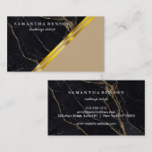 Moderner, goldfarbener geometrischer weißer Marmor Visitenkarte (Vorne/Hinten)