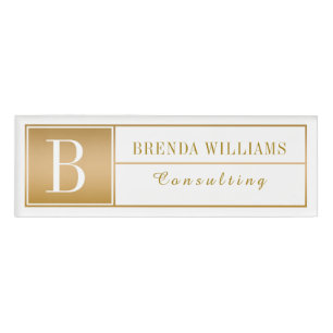 Moderner goldfarbener Hintergrund Namenschild