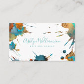 Moderner goldfarbener, türkisfarbener Spritzer Visitenkarte (Vorderseite)