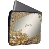 Moderner goldfarbener Verzierter floraler Notebook Laptopschutzhülle (Vorne Rechts)