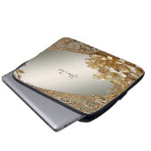 Moderner goldfarbener Verzierter floraler Notebook Laptopschutzhülle (Vorne Knopf)