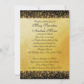 Moderner Goldfilm auf schwarz Einladung (Rückseite)