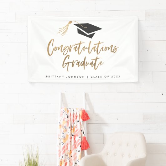 Moderner Goldfolien-Kappen-Glückwunsch-Abschluss Banner (Insitu)