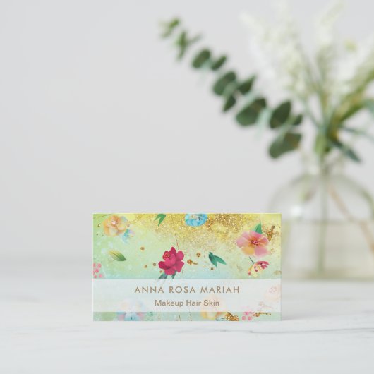 *~* moderner GoldGlitzer-Vintages Blumenmuster Visitenkarte (Stehend Vorderseite)