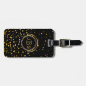 Moderner GoldGlitzerConfetti des Monogramm-| Gepäckanhänger (Vorderseite horizontal)