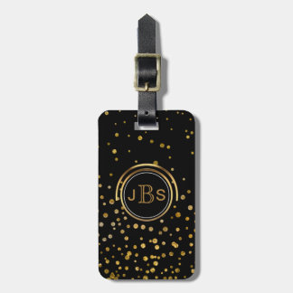 Moderner GoldGlitzerConfetti des Monogramm-| Gepäckanhänger