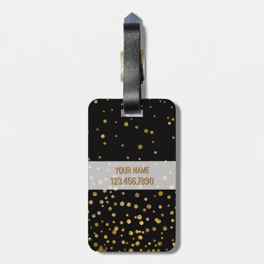 Moderner GoldGlitzerConfetti des Monogramm-| Gepäckanhänger (Rückseite vertikal)