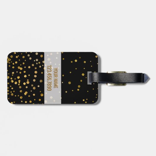 Moderner GoldGlitzerConfetti des Monogramm-| Gepäckanhänger (Rückseite horizontal)