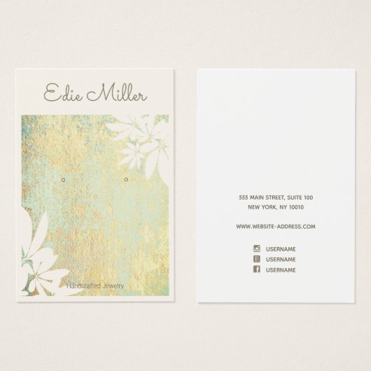 Moderner goldgrüner Abstrakter Blumenzitzer-Schrif (Vorne & Hinten)