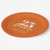 Moderner Goldkalligrafie-Orange-Abschluss Pappteller (Schrägansicht)