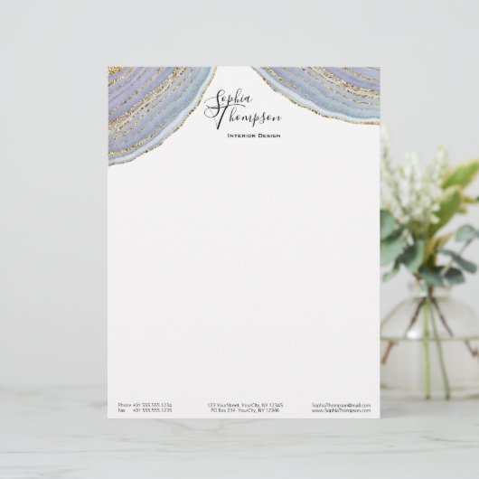 Moderner Goldlavendel Geode Achat - Briefkopf (Stehend Vorderseite)