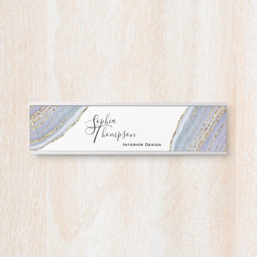 Moderner Goldlavendel Geode Achat - Namensschild (Vorderseite )