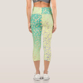 Moderner Goldleopard Print Yellow Minze Gradient Capri Leggings (Rückseite)