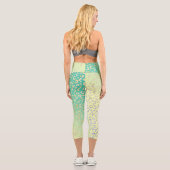 Moderner Goldleopard Print Yellow Minze Gradient Capri Leggings (Rückseite)