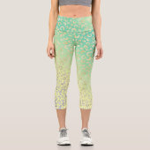 Moderner Goldleopard Print Yellow Minze Gradient Capri Leggings (Vorderseite)