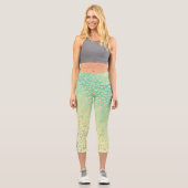 Moderner Goldleopard Print Yellow Minze Gradient Capri Leggings (Vorderseite)