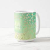 Moderner Goldleopard Print Yellow Minze Gradient Kaffeetasse (VorderseiteRechts)