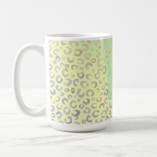 Moderner Goldleopard Print Yellow Minze Gradient Kaffeetasse (Links)