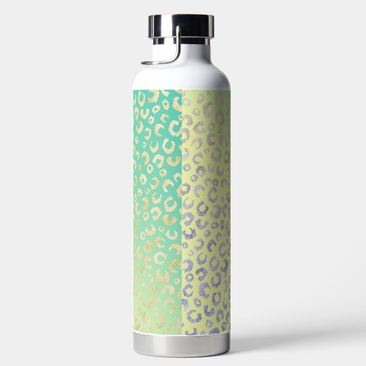 Moderner Goldleopard Print Yellow Minze Gradient Trinkflasche (Rechts)