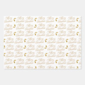 Moderner Goldluxus-Hirschskripttext weiß Geschenkpapier Set (Vorderseite 3)