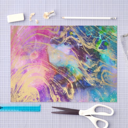 Moderner Goldmarmor auf PastellAquarellnebelfleck Seidenpapier (Handwerk)