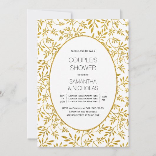 Moderner Goldmedaille-Glitzer verlasse Hochzeitsdu Einladung (Vorderseite)