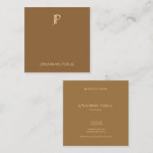 Moderner Goldmonogramm-Kaffee-BrownChic schlicht Quadratische Visitenkarte (Vorne/Hinten)