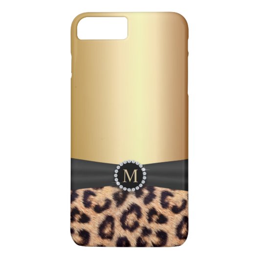 Moderner Goldmonogramm-Leopard Case-Mate iPhone Hülle (Rückseite)