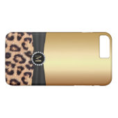 Moderner Goldmonogramm-Leopard Case-Mate iPhone Hülle (Rückseite (Horizontal))