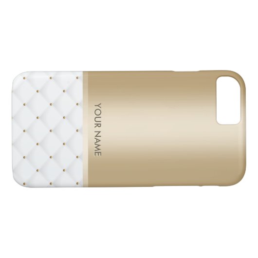 Moderner GoldName-Luxusweiß gesteppt Case-Mate iPhone Hülle (Rückseite (Horizontal))
