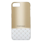 Moderner GoldName-Luxusweiß gesteppt Case-Mate iPhone Hülle (Rückseite)
