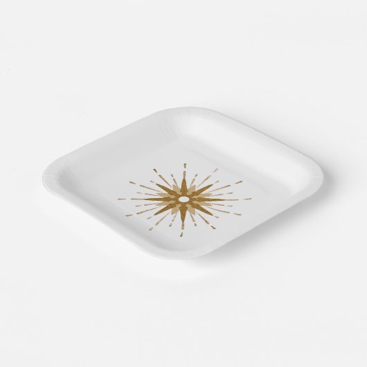 Moderner Goldplatz der Sternexplosion Mitte des Ja Pappteller (Gewinkelt)