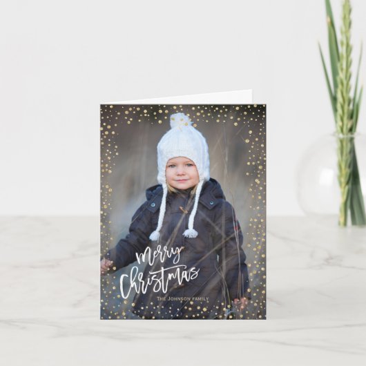 Moderner Goldpunkt mit weißer Schrift Weihnachten (Vorderseite)