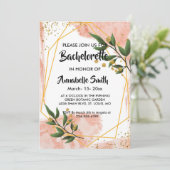 Moderner Goldrahmen Elfenbeinfarbener Blumenbachel Einladung (Stehend Vorderseite)