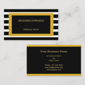 Moderner Goldrahmen Schwarze Streifen beruflich Visitenkarte (Vorne/Hinten)