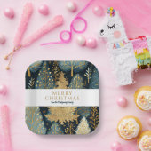 Moderner Goldreichtwald - Weihnachten Pappteller (Party)