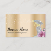 Moderner Goldreinigungsservice Silver Spray Floral Visitenkarte (Vorderseite)