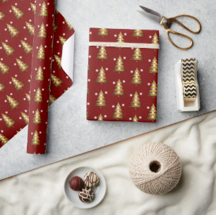 Moderner goldroter Weihnachtsbaum Geschenkpapier