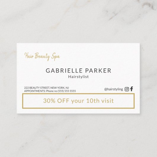 Moderner Goldsalon Visitenkarte (Rückseite)