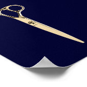 Moderner Goldschere Haar Stylist Navy Salon Barber Poster (Ecke)