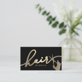 Moderner Goldschere Hand Friseursalon Visitenkarte (Stehend Vorderseite)