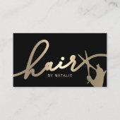 Moderner Goldschere Hand Friseursalon Visitenkarte (Vorderseite)