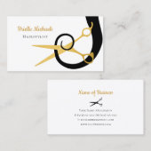 Moderner Goldschere Schwarzer Haarburl Friseur Sal Visitenkarte (Vorne/Hinten)