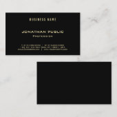 Moderner GoldSchriftart-Textchic-elegante schwarze Visitenkarte (Vorne/Hinten)