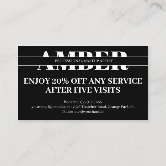 Moderner Goldschwarzer Marmorsalon Treuekarte (Rückseite)