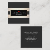 Moderner Goldstreifen-Schönheitssalon Quadratische Visitenkarte (Vorne/Hinten)