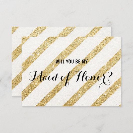 Moderner Goldstreifen Werden Sie meine Trauzeugin Einladung (Vorne/Hinten)