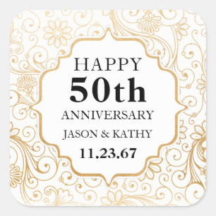 Moderner Goldstrudel-Gastgeschenkaufkleber Quadratischer Aufkleber